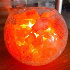 喜马拉雅装饰矿物石台灯 冰裂玻璃水晶玫瑰盐灯